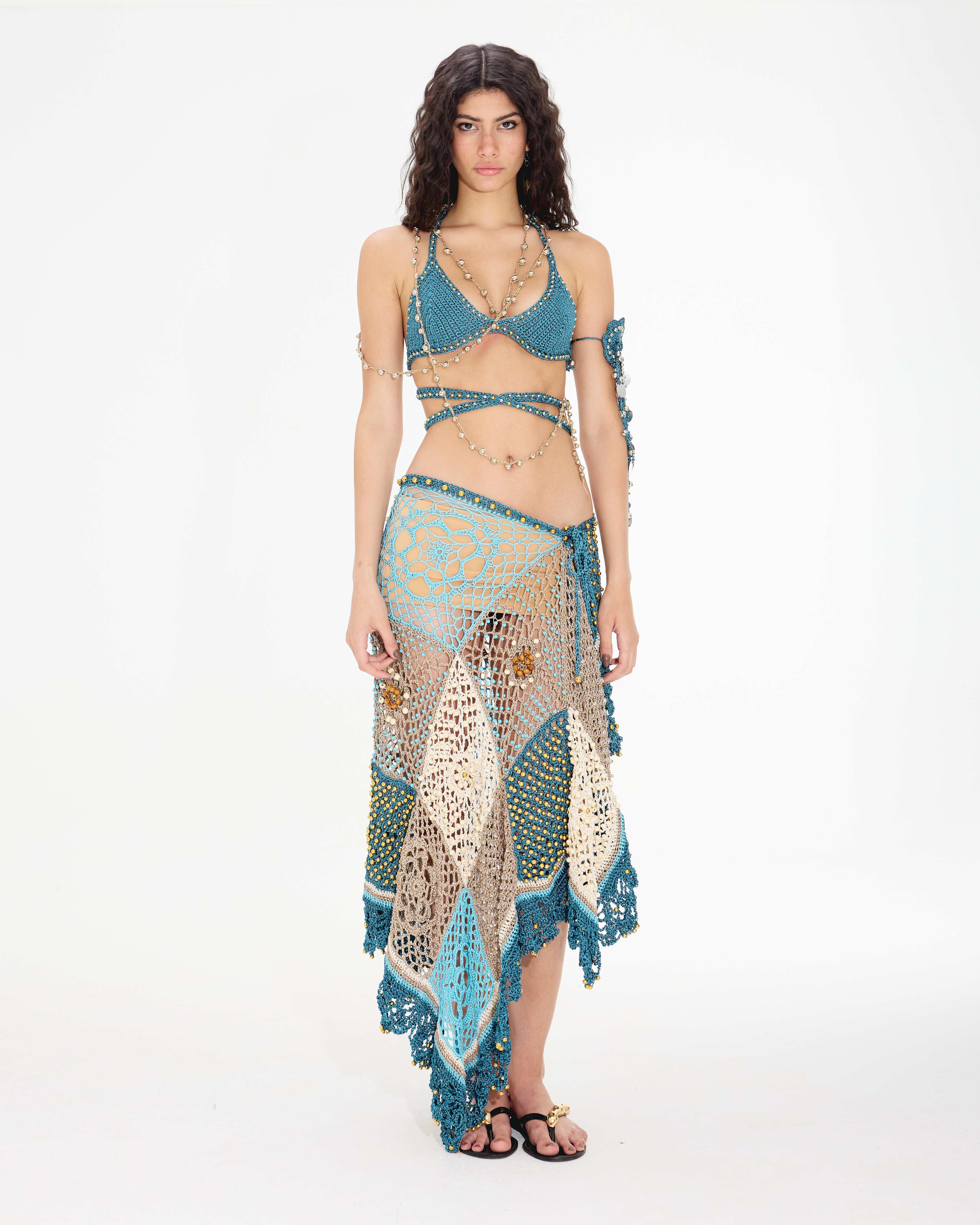 Motifs Patch Maxi Skirt