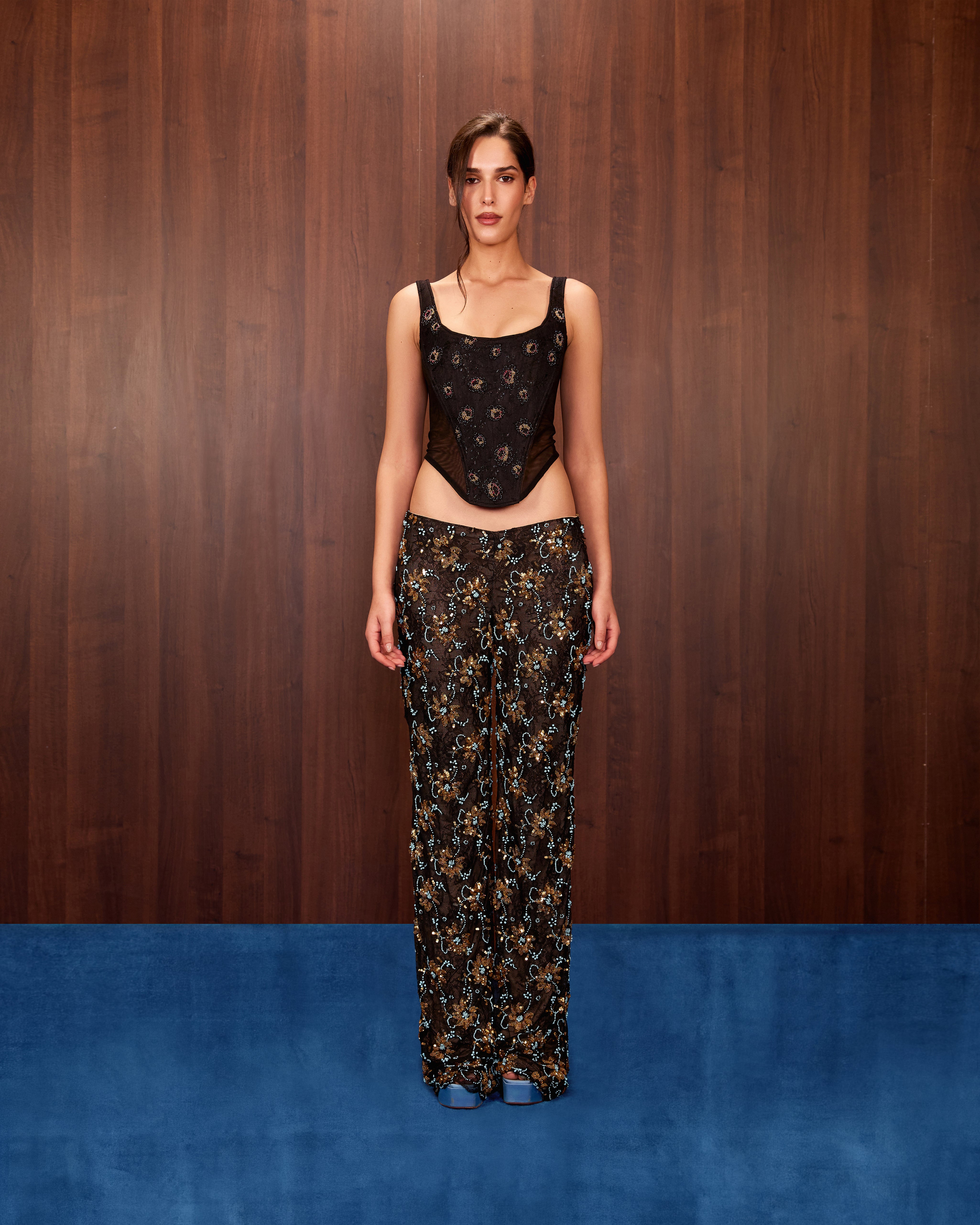 Floral Embellished Corset Top