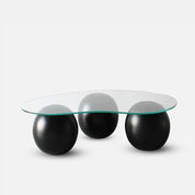 3 Balls Coffee Table - Glass Top in Black