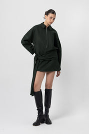 Slate Green Wool Mini Skirt