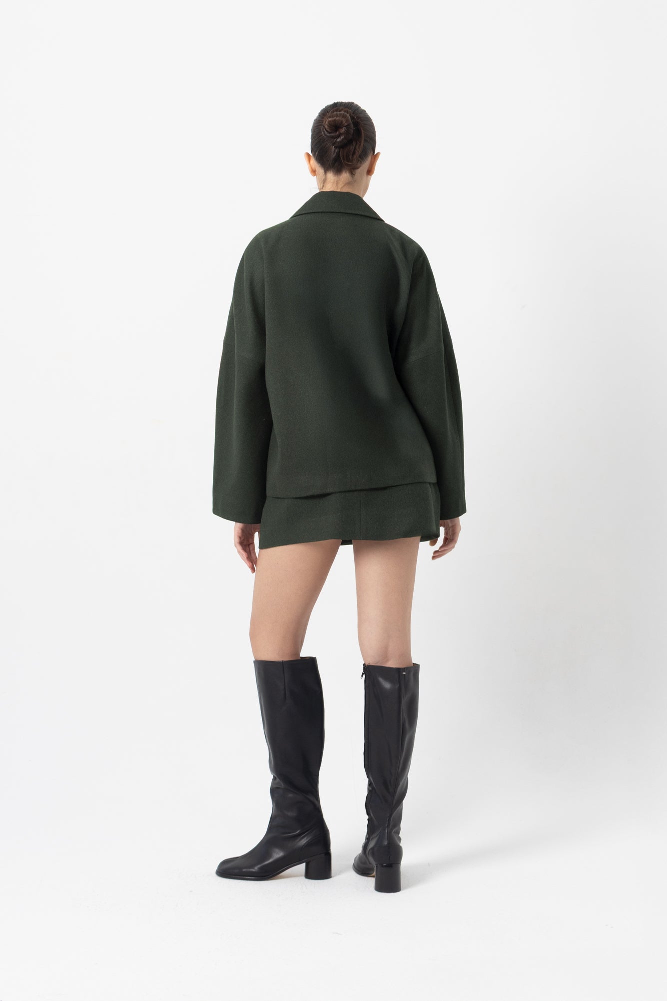 Slate Green Zip Up Wool Top