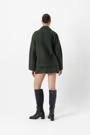 Slate Green Zip Up Wool Top