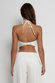 Angular White Denim Top