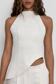 Angular White Denim Top