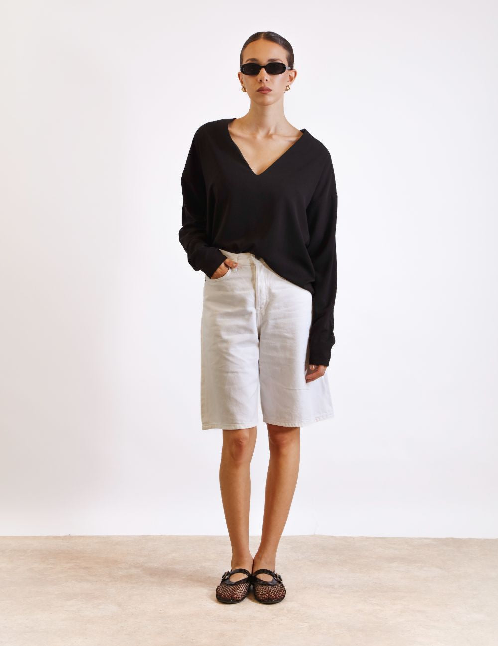 Crepe V-Neck Top