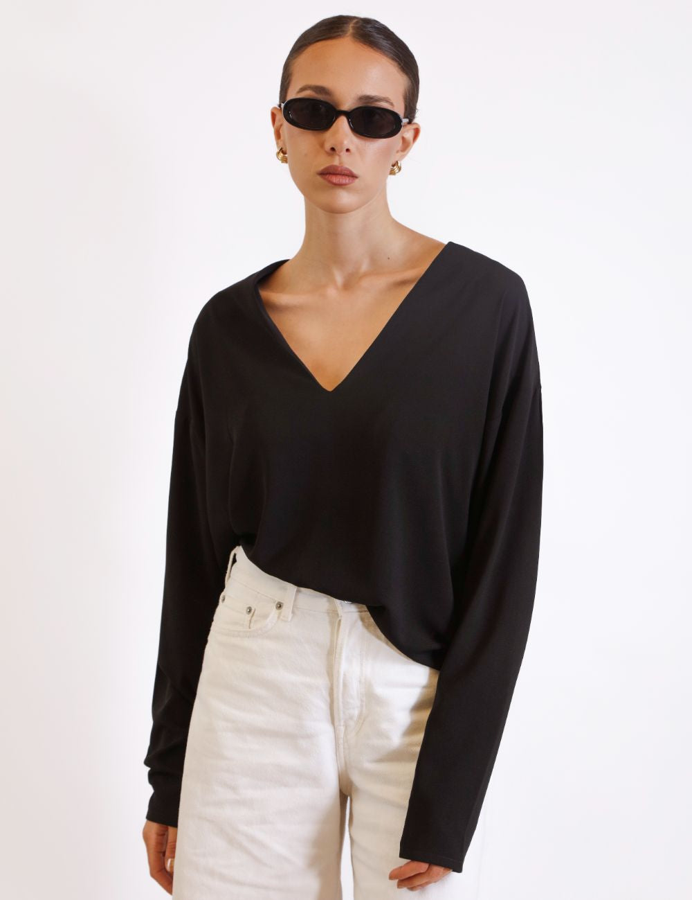 Crepe V-Neck Top