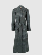 Austin Leather Coat Washed Grey
