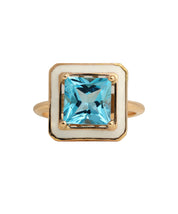 Blue Topaze Ring - White Enamel
