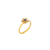 Stackable Flower Rings in Yellow Gold with Diamonds