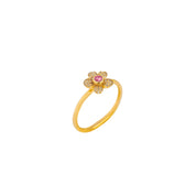 Stackable Flower Rings in Yellow Gold with Diamonds