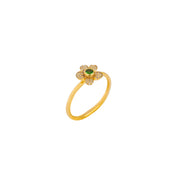 Stackable Flower Rings in Yellow Gold with Diamonds