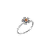 Stackable Flower Ring in White Gold with Diamonds