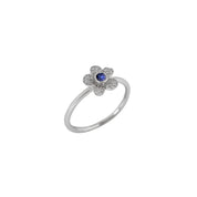 Stackable Flower Ring in White Gold with Diamonds