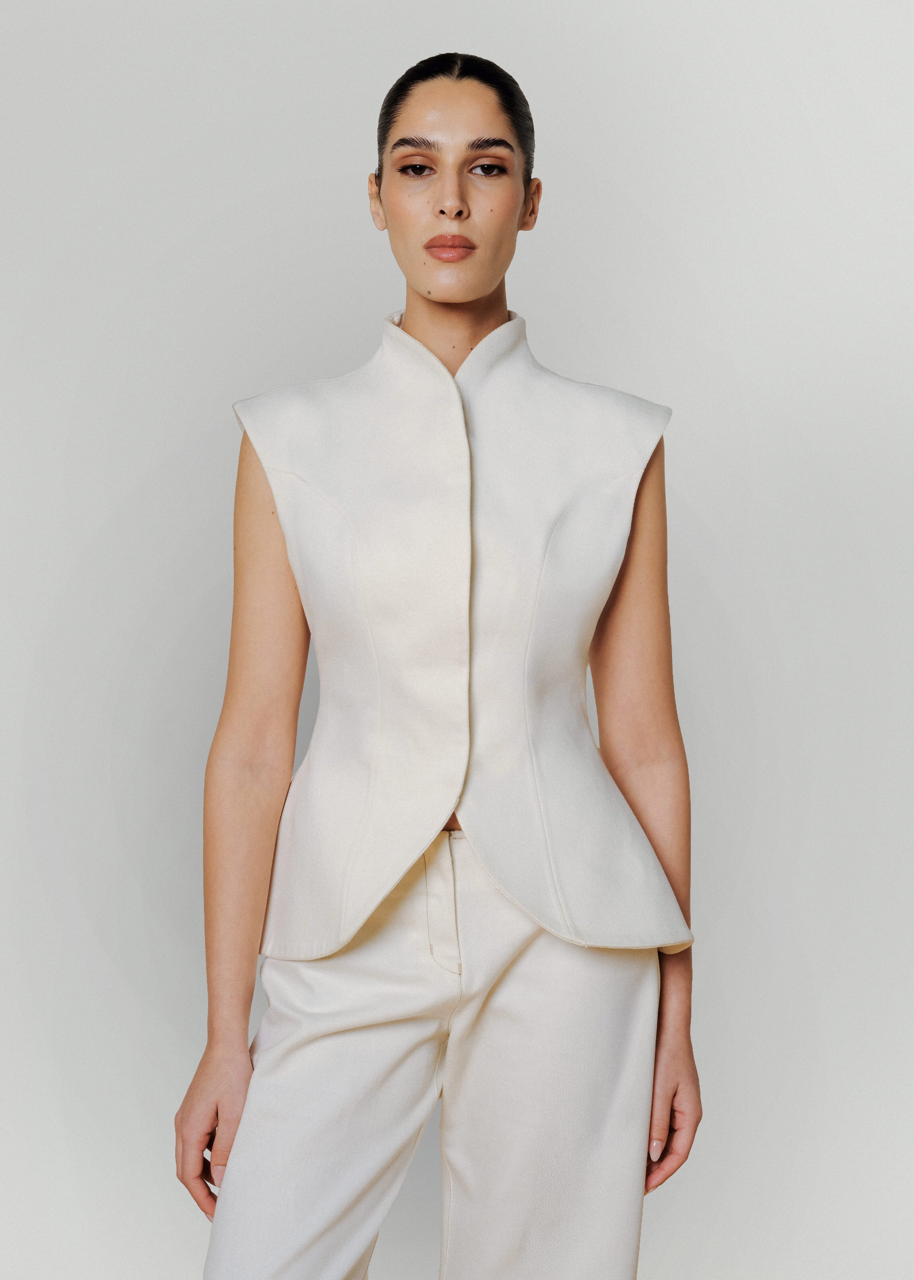 Lume White Denim Vest