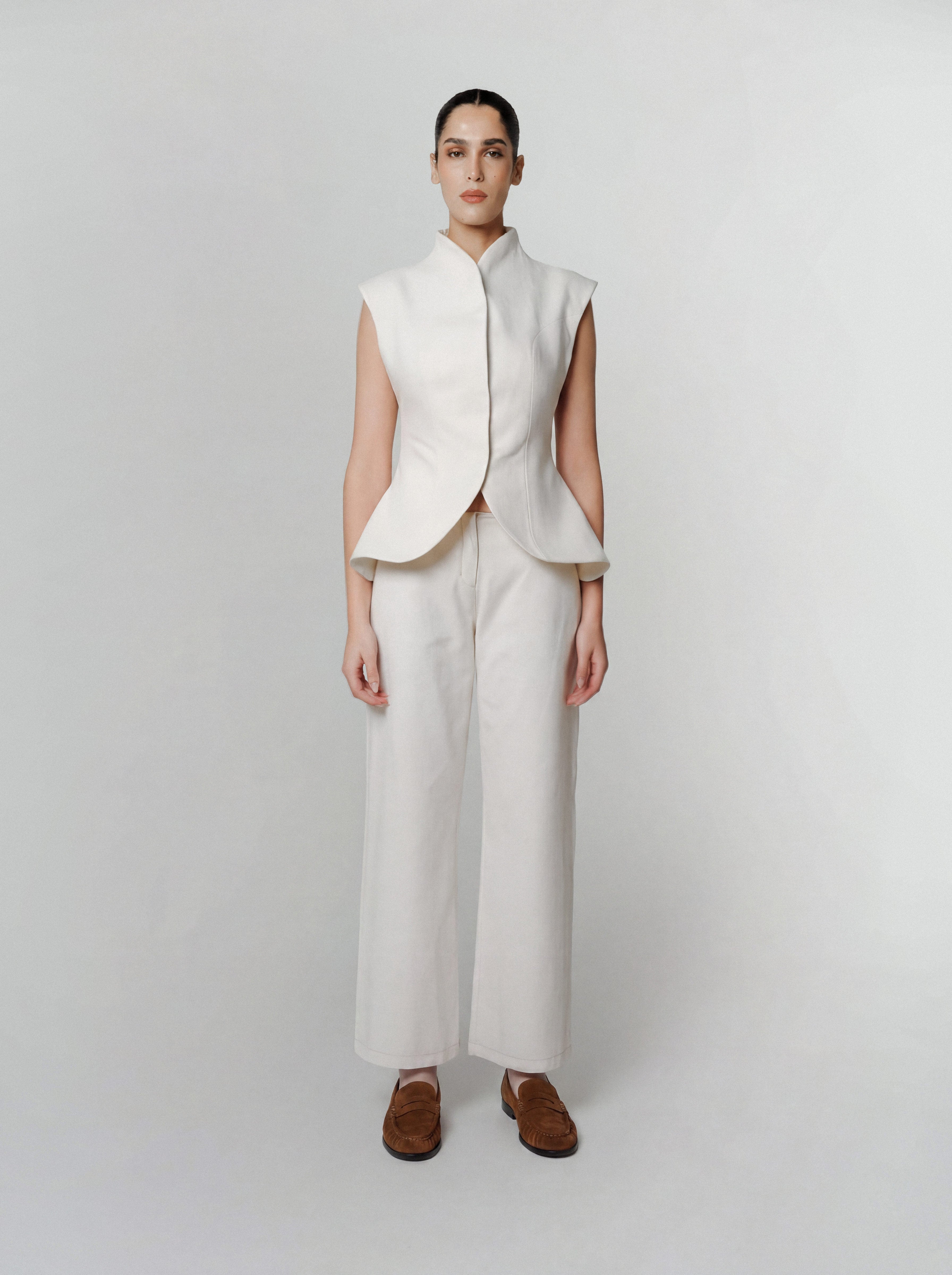 Lume White Denim Vest