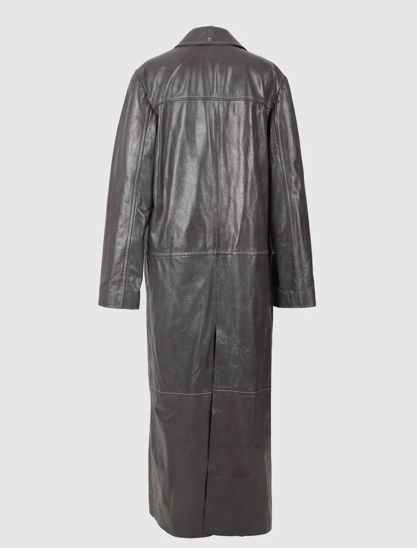 Gemma Leather Coat Pewter