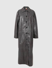Gemma Leather Coat Pewter