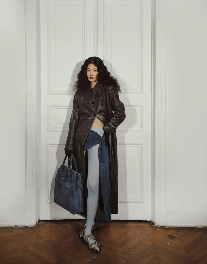 Gemma Leather Coat Pewter