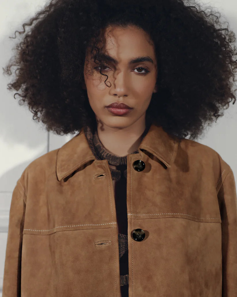 Gemma Suede Coat Beige