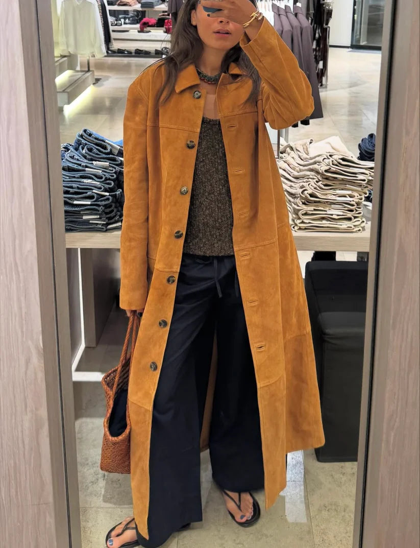 Gemma Suede Coat Beige