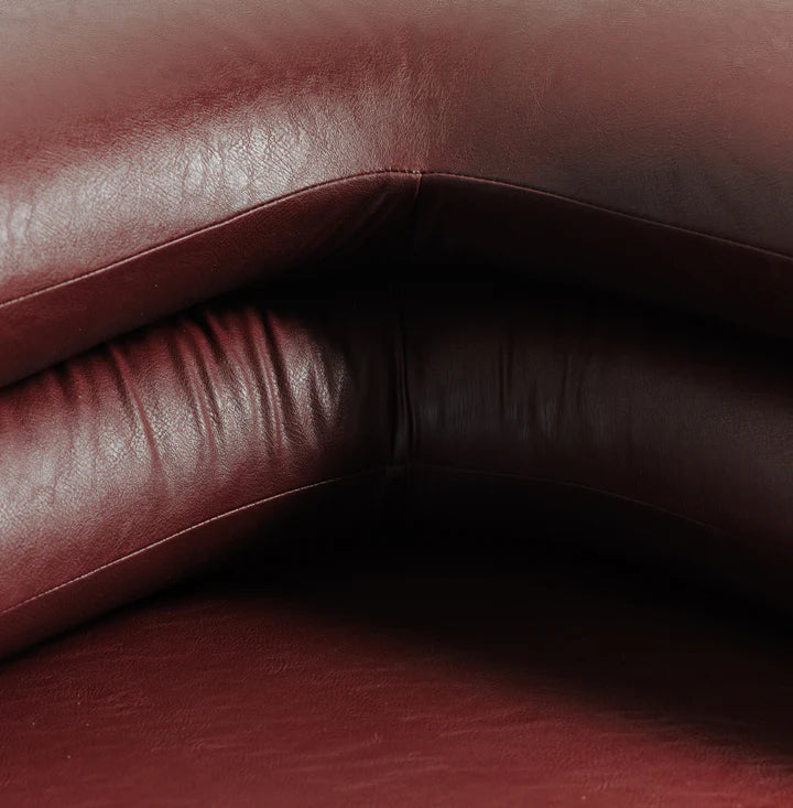 Stacked Leather Sofa Burgundy Red