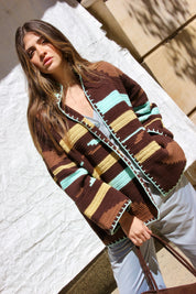 Kiona Jacket Long Brown Aqua