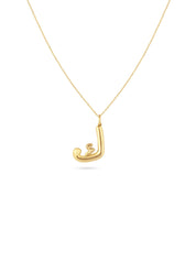 Ahrof Gold Bubble Letter Necklace Yellow Gold