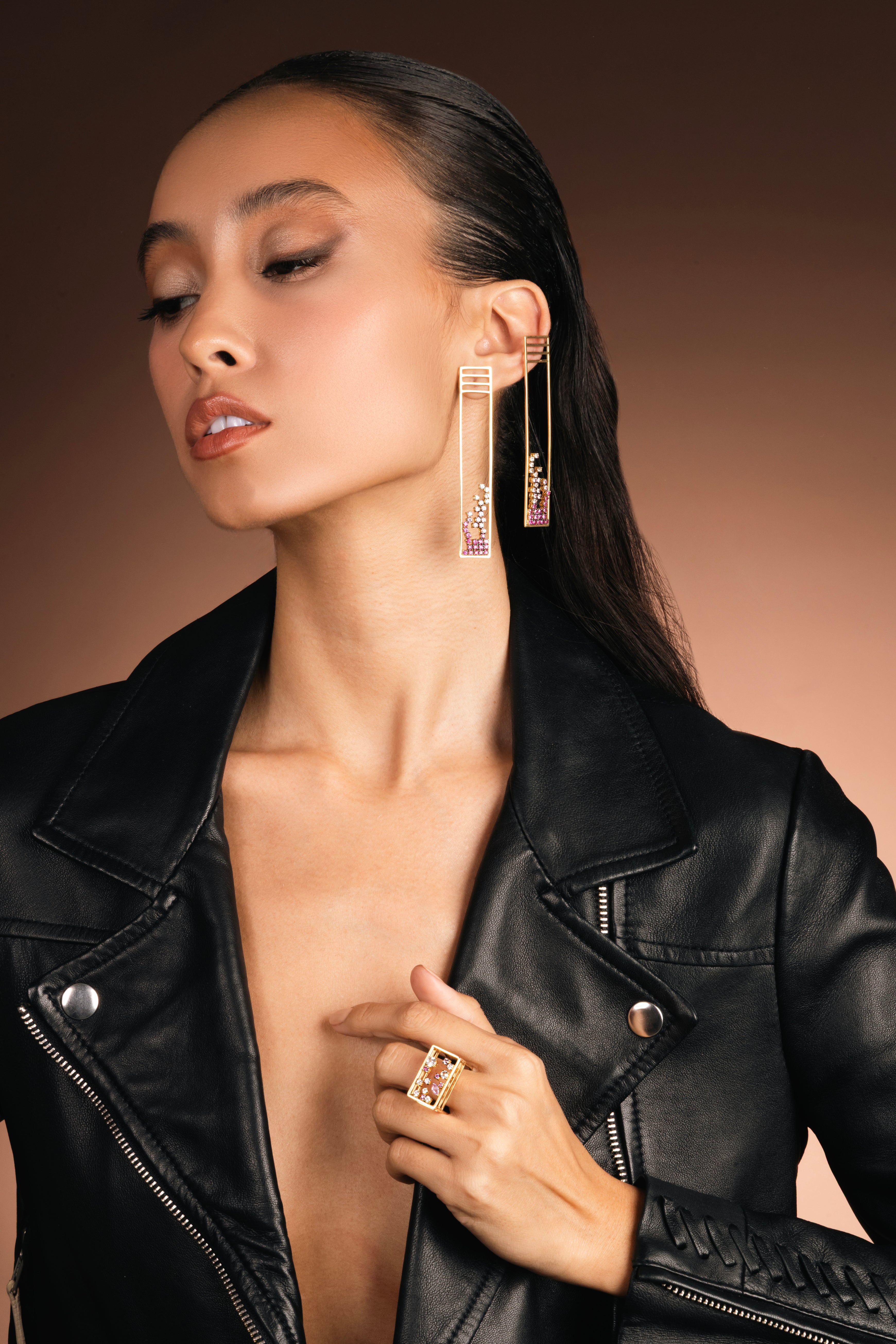 Queen Sapphire Shades of Pink Sapphire Earrings Set