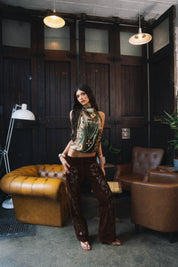Double A x LJ Patchwork Brown Suede Pants