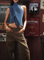 Double A x LJ Lapis Blue Suede Top