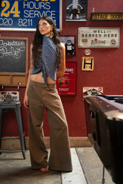 Double A x LJ Lapis Blue Suede Top