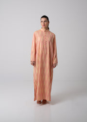 Long Printed Kaftan - Blush Peach & Yellow