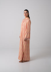 Long Printed Kaftan - Blush Peach & Yellow