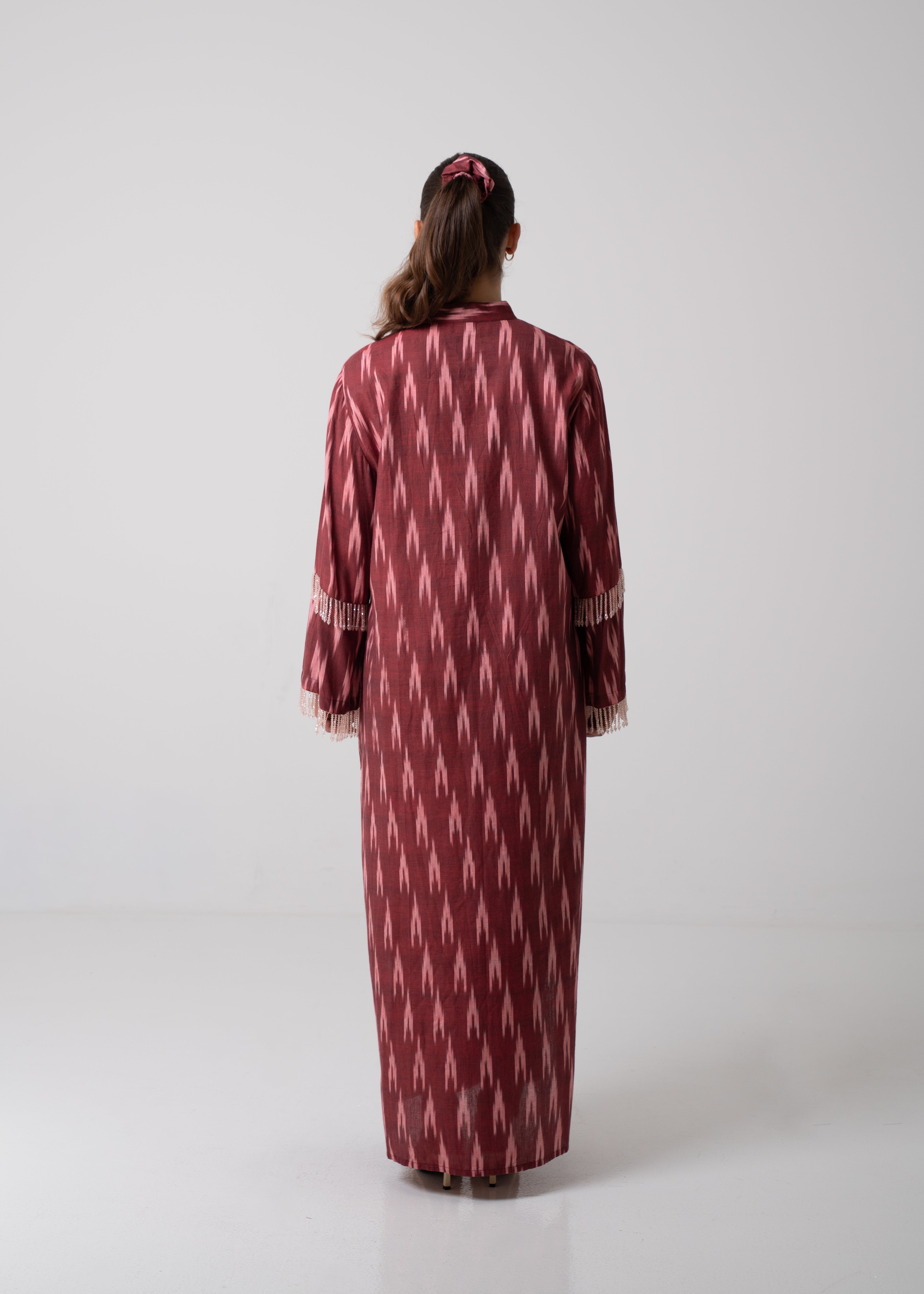 Long Printed Kaftan - Mulberry & Pink