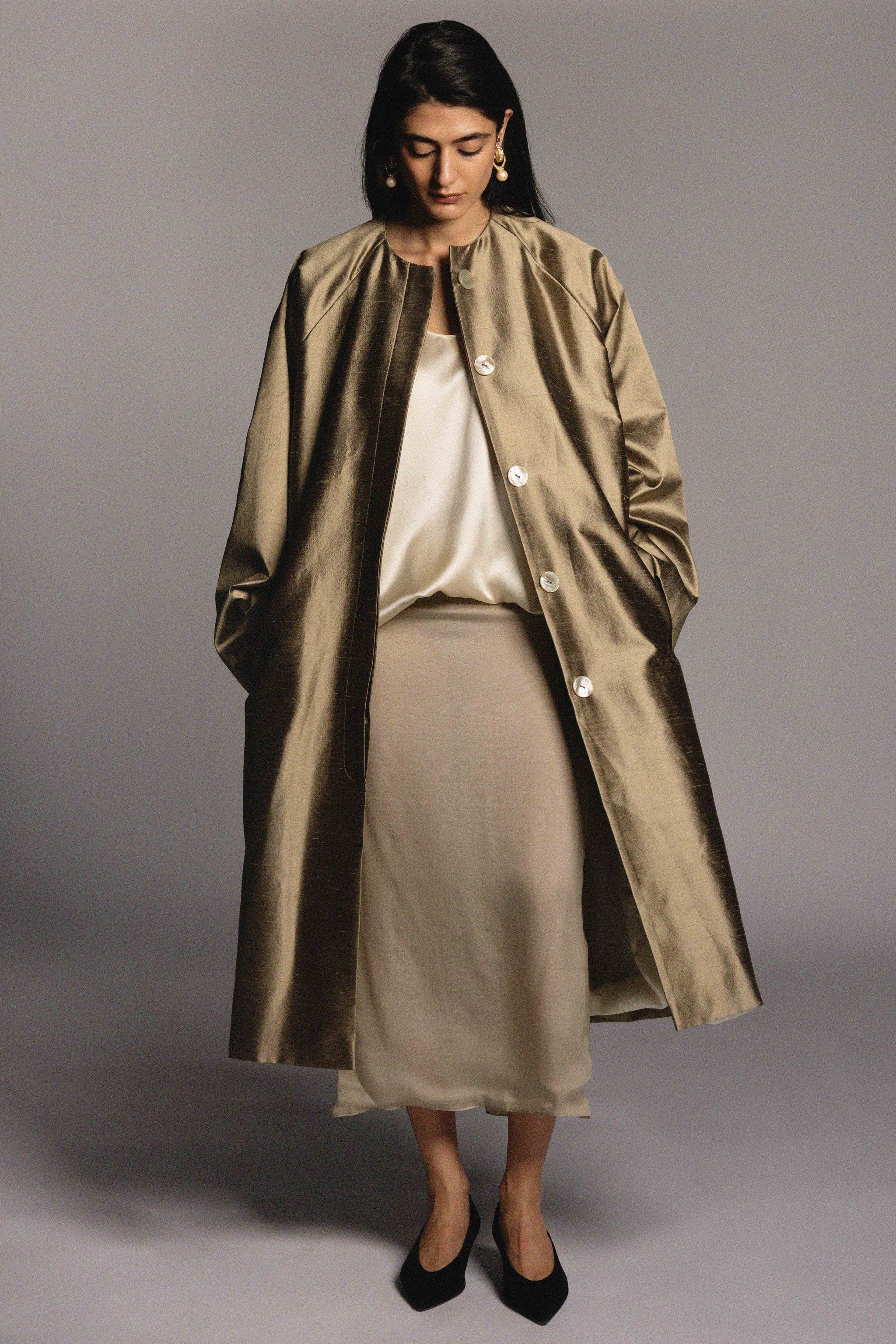 Lina Coat Vintage Silk Dupion