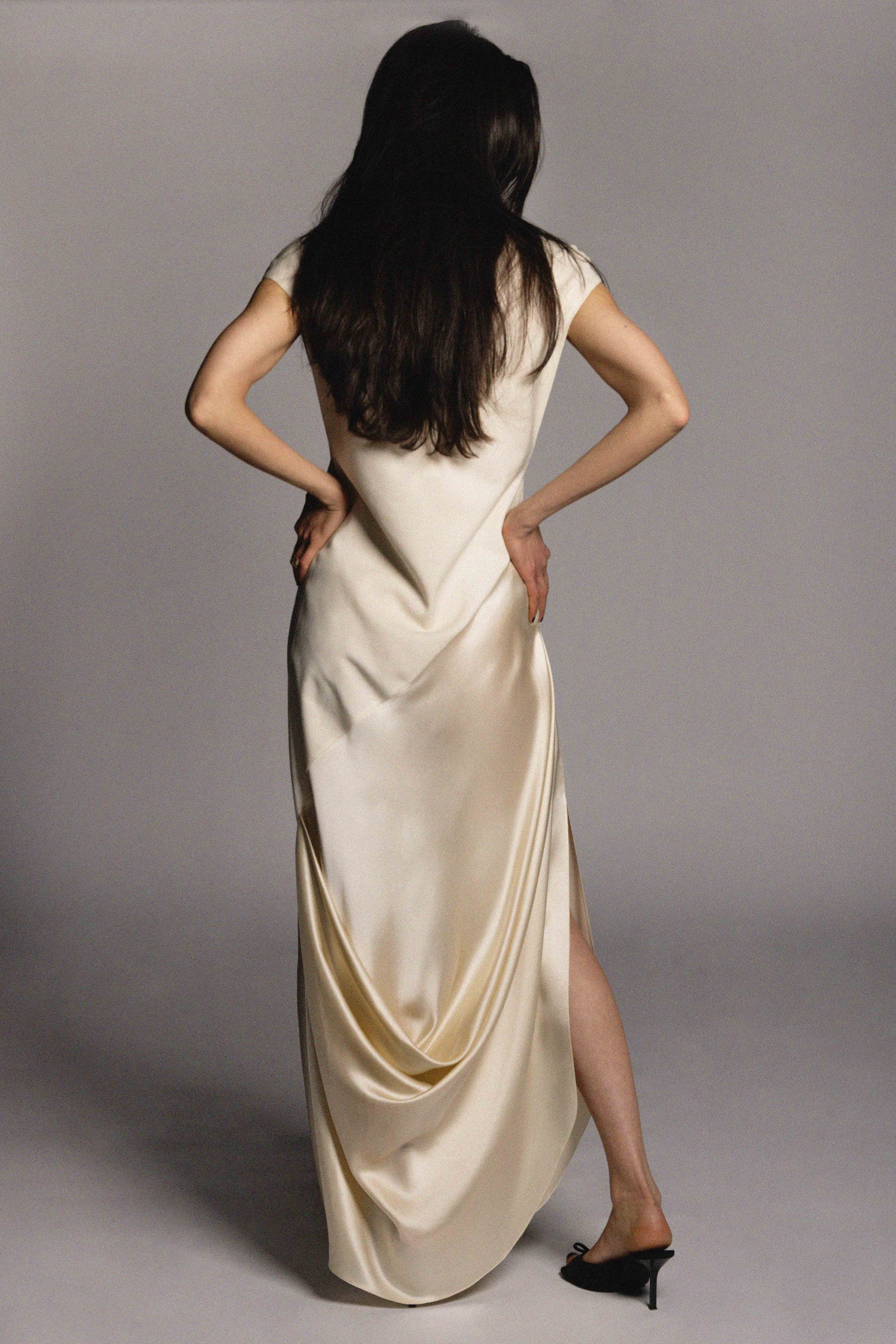 Vionnet Dress Cream Silk & Wool