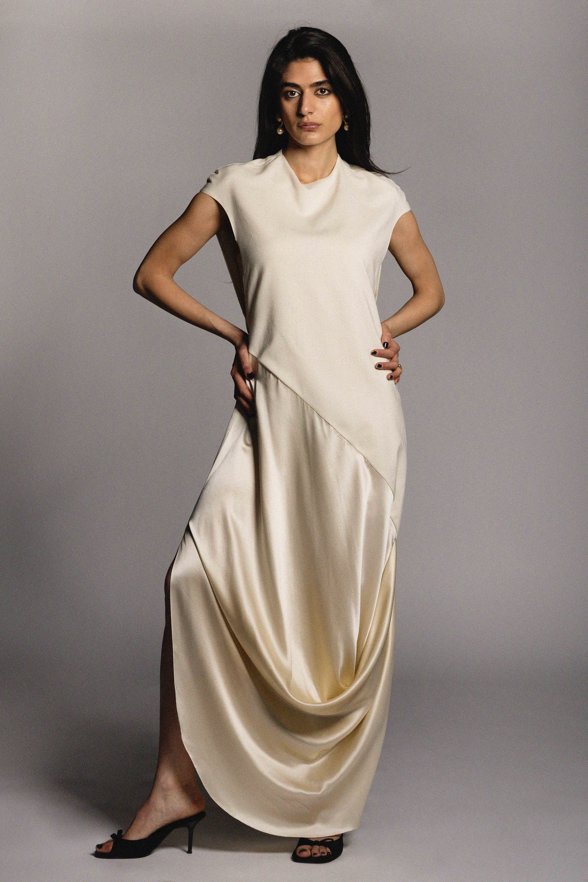 Vionnet Dress Cream Silk & Wool