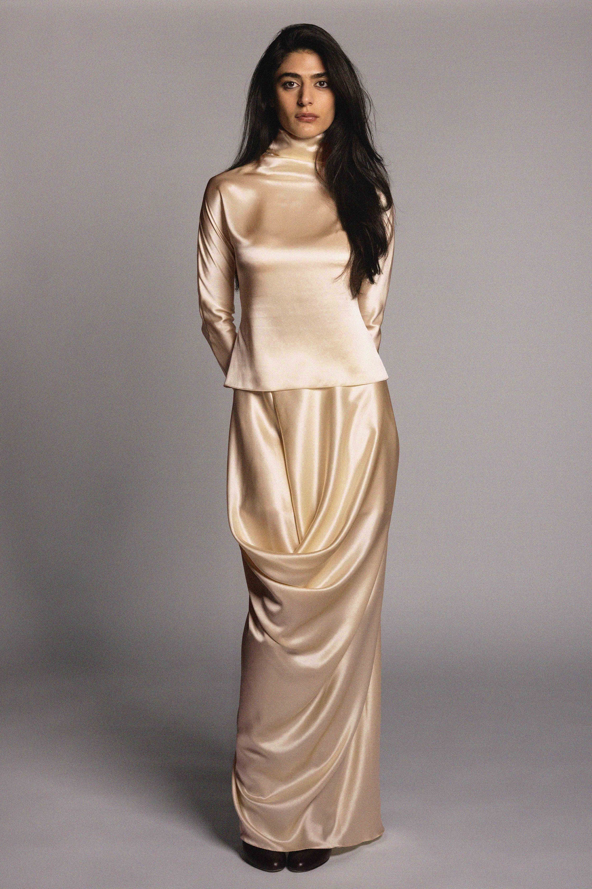 Vionnet Skirt Pearl Silk