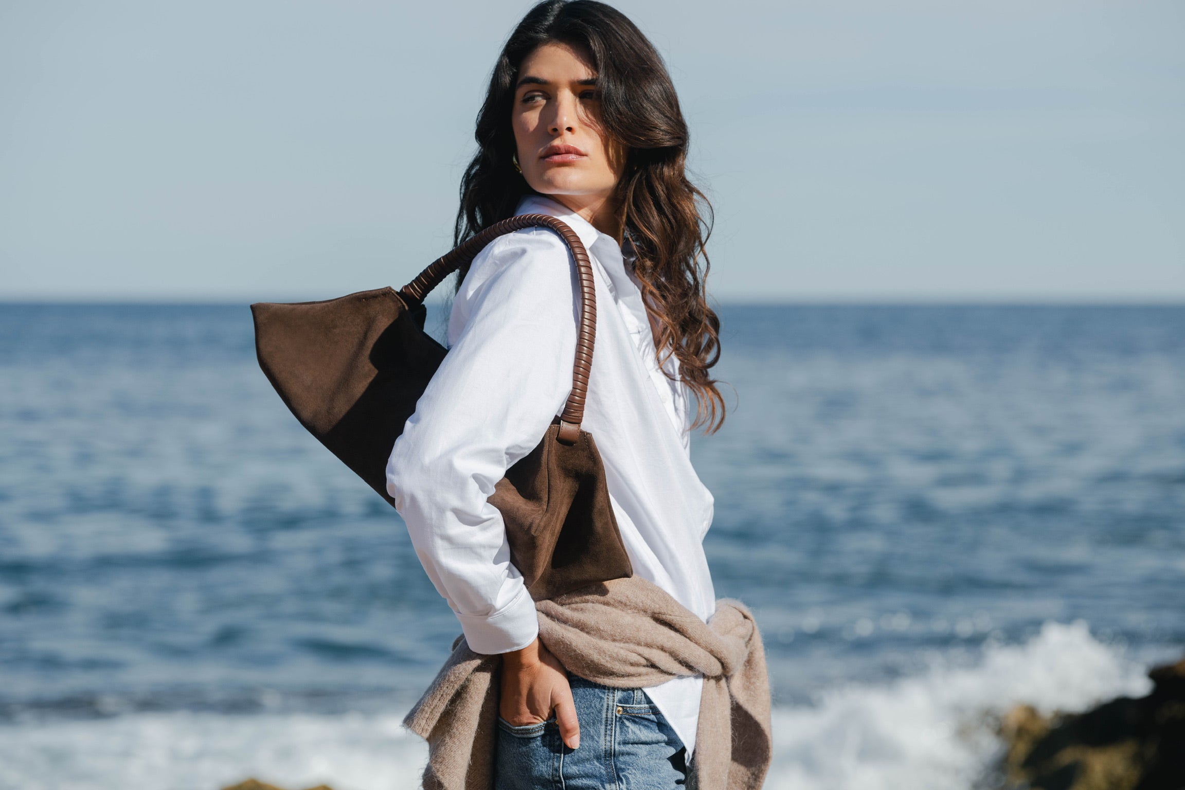 Amber Fold Nappa Leather & Suede Brown