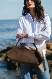 Amber Fold Nappa Leather & Suede Brown