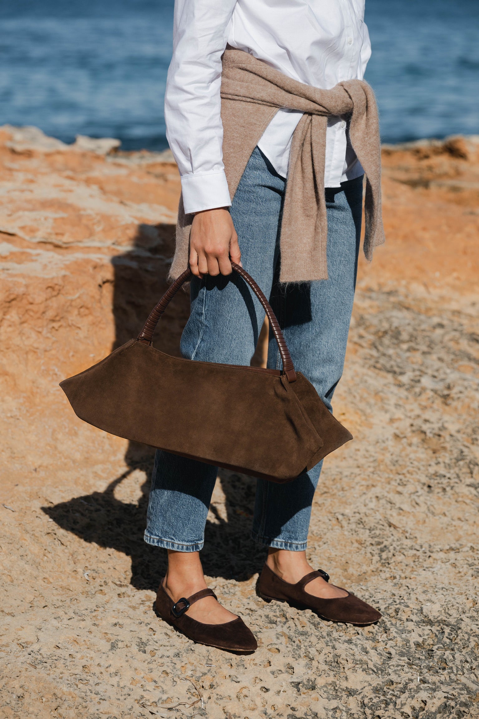 Amber Fold Nappa Leather & Suede Brown