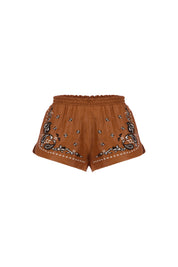 The Paisley Runner Shorts In Orange/Beige