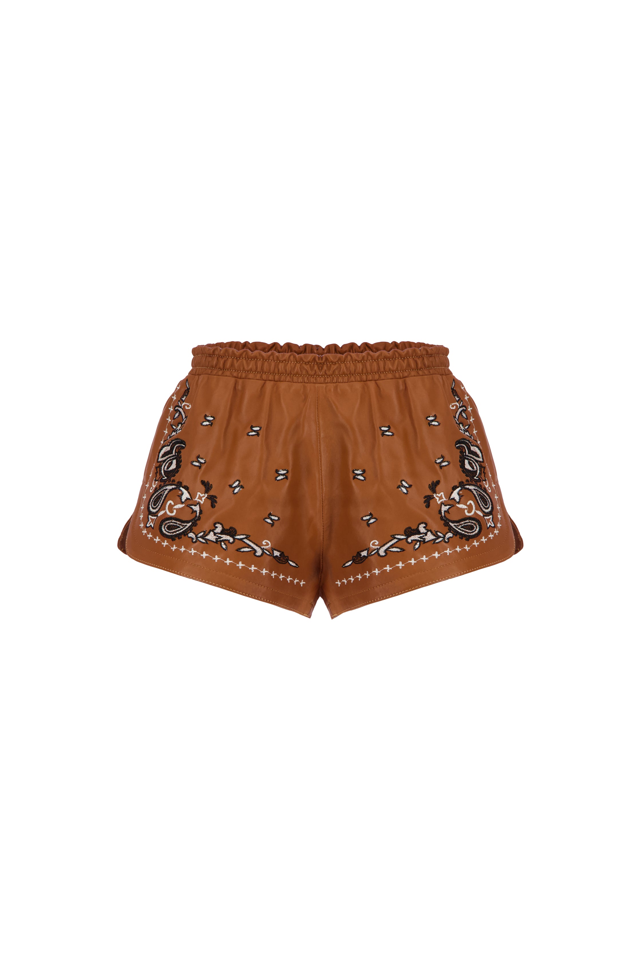 The Paisley Runner Shorts In Orange/Beige