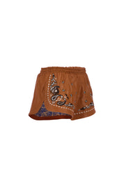 The Paisley Runner Shorts In Orange/Beige