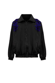 The Dazzled Track In Black With Blue Embroidery