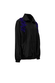 The Dazzled Track In Black With Blue Embroidery