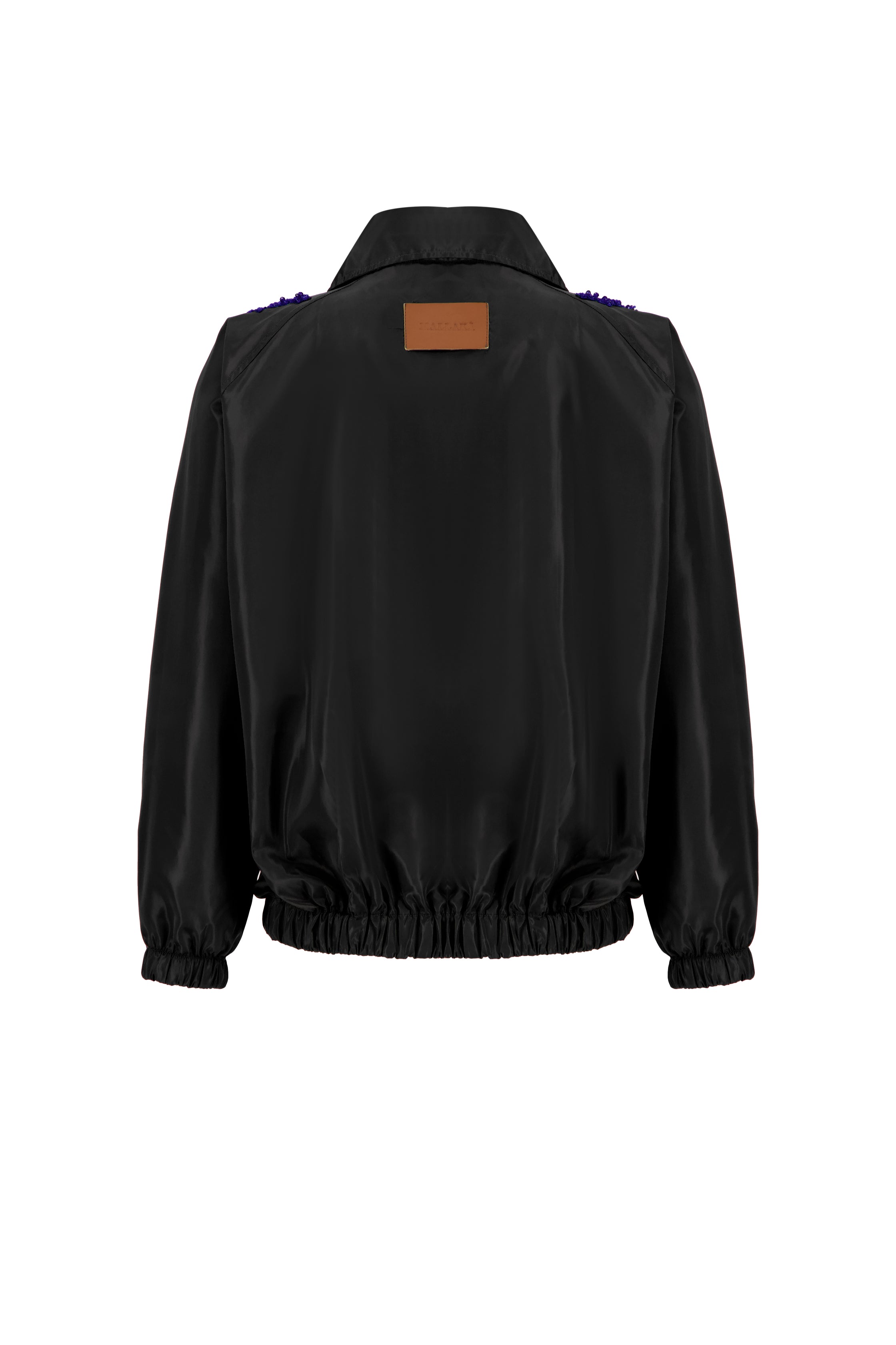 The Dazzled Track In Black With Blue Embroidery