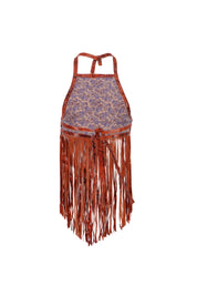 The Midnight Fringe Top In Orange Croc