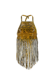 The Midnight Fringe Top In Yellow Croc