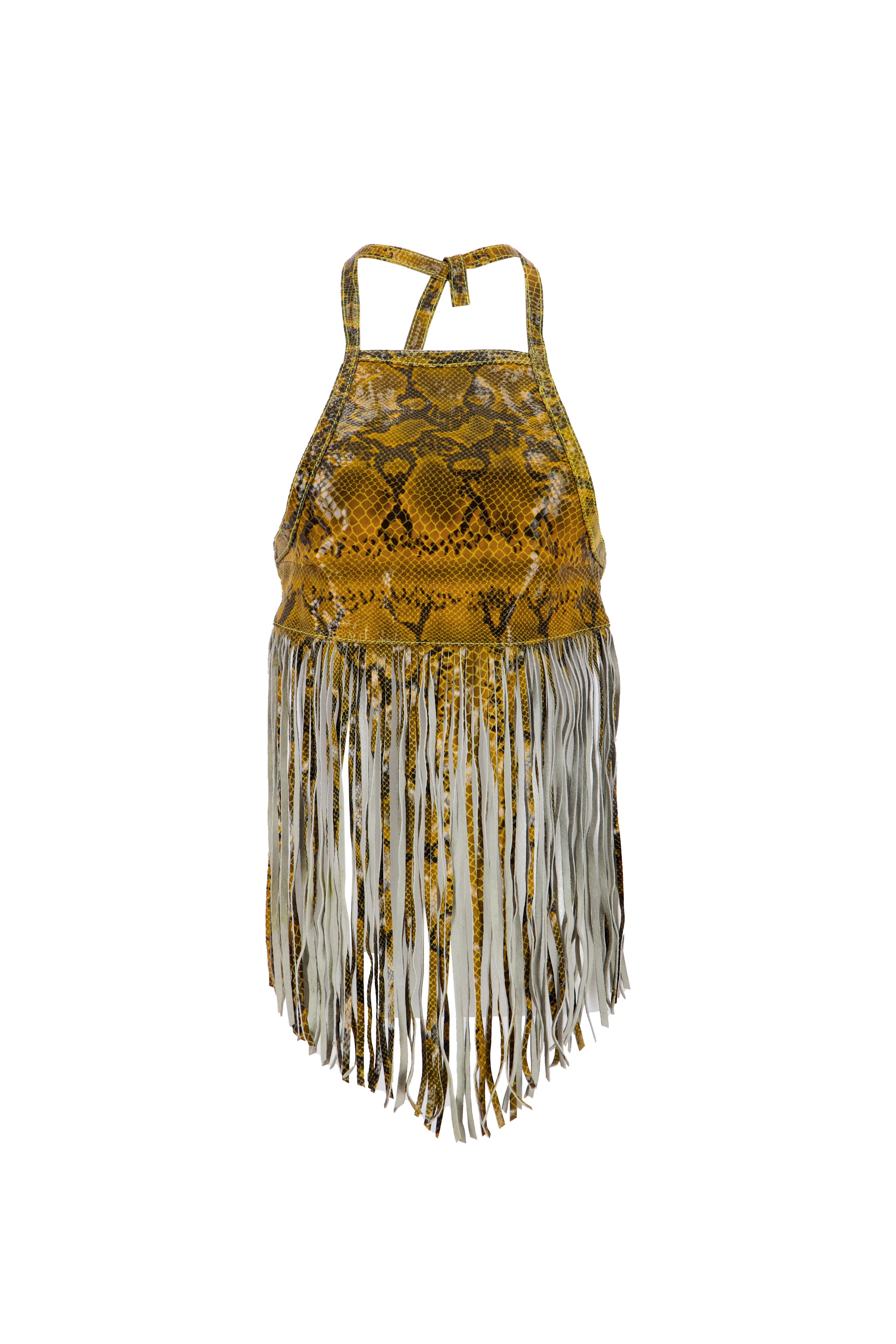 The Midnight Fringe Top In Yellow Croc
